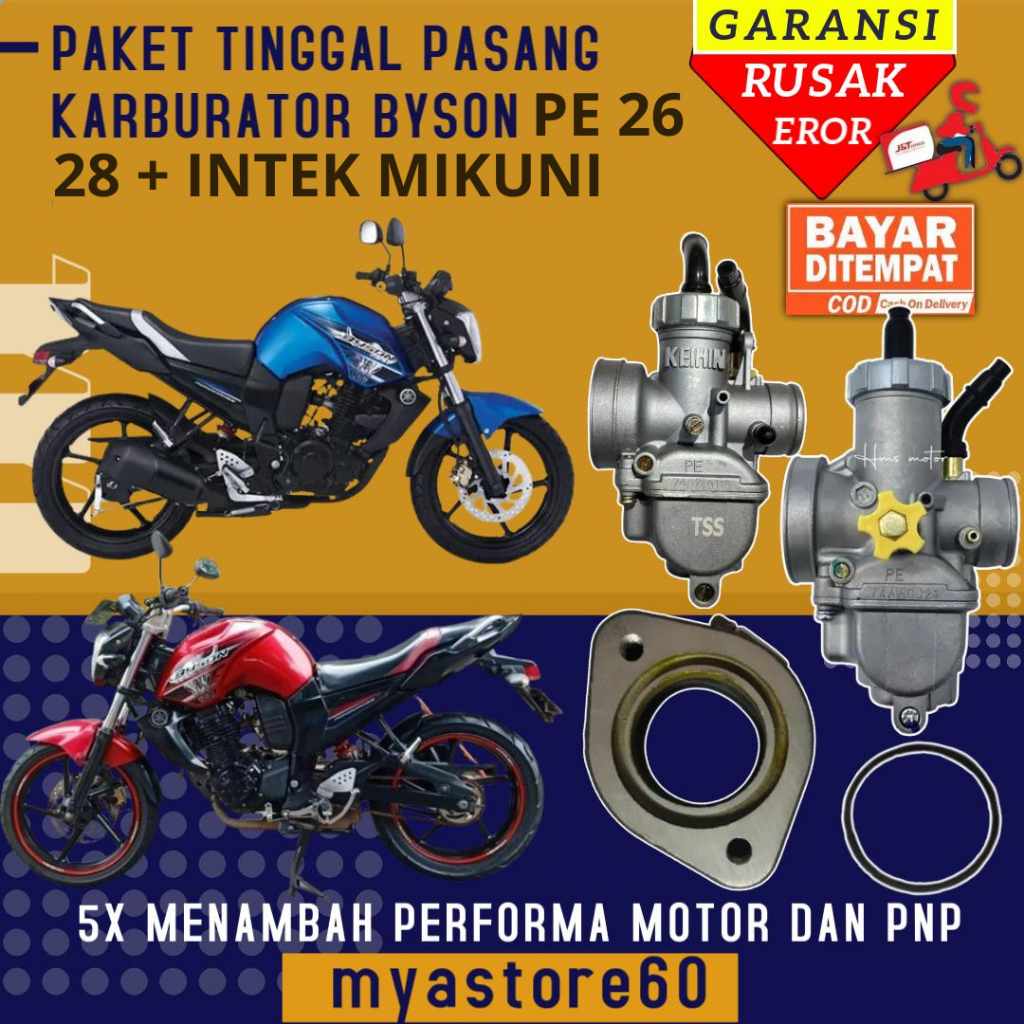 Paket TINGGAL PASANG PNP Thunder Byson Apache Langsung Pasang!!! Karburator Karbu KEIHIN PE 26 PE 28