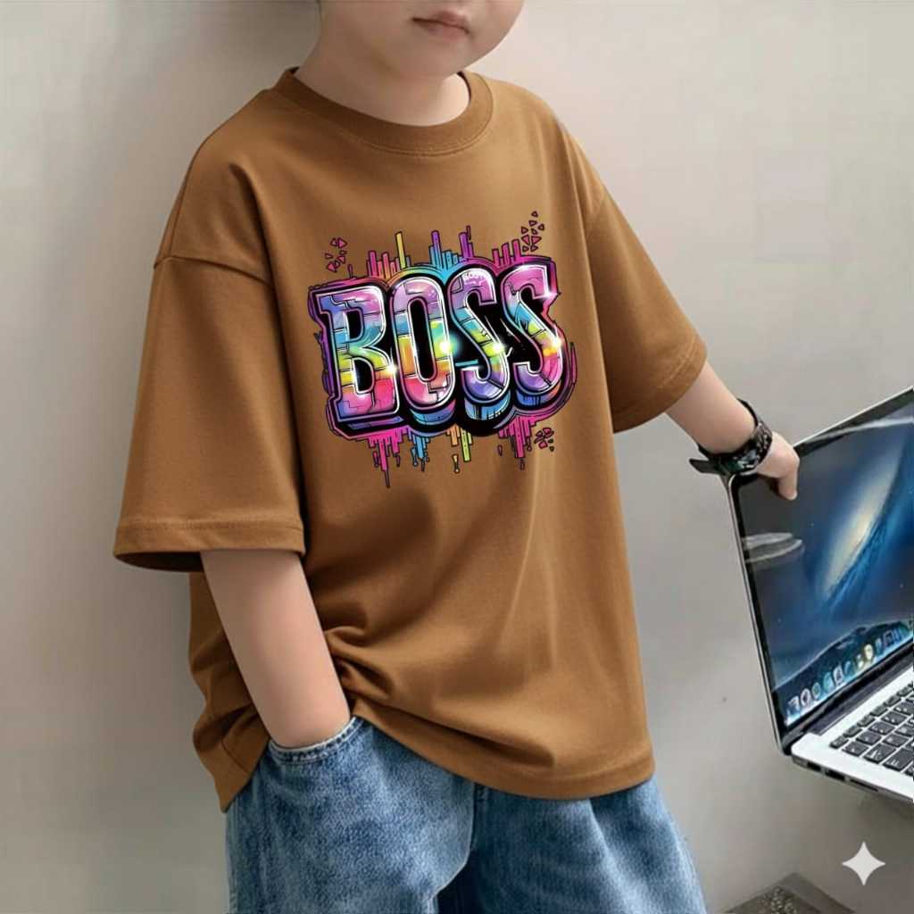 Kaos Fashion Oversize  BOSS Anak Laki-Laki Usia 3-14 Tahun/Fashion Anak/Atasan Anak laki-laki/Pakaia