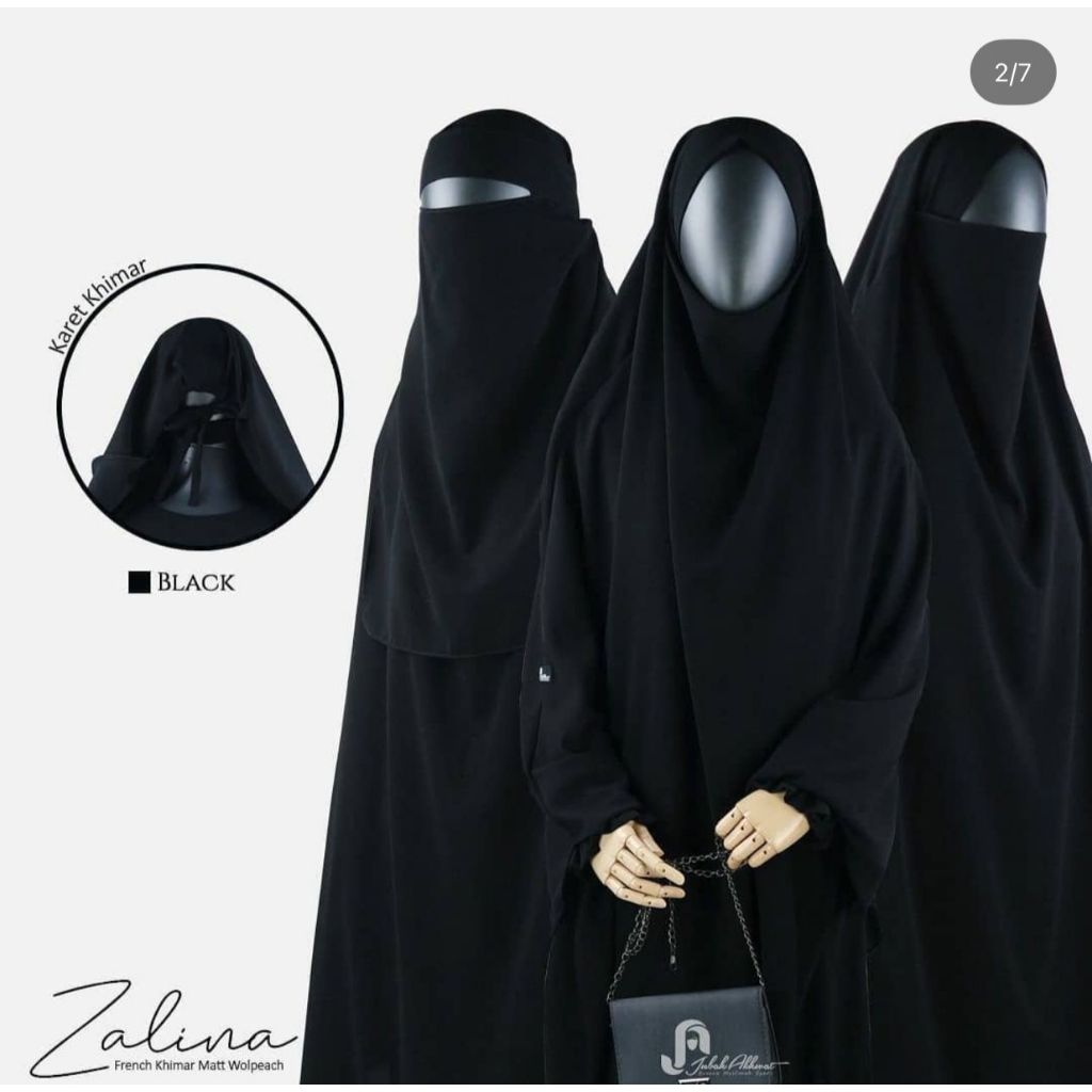 Jubah Akhwat Zalina Hijab cadar basic syari Black