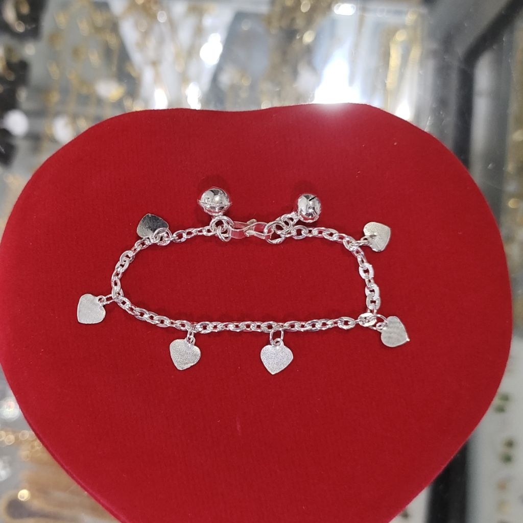 Gelang Anak Perak Murni Asli Model Rantai Hati Keliling (GA3GR)