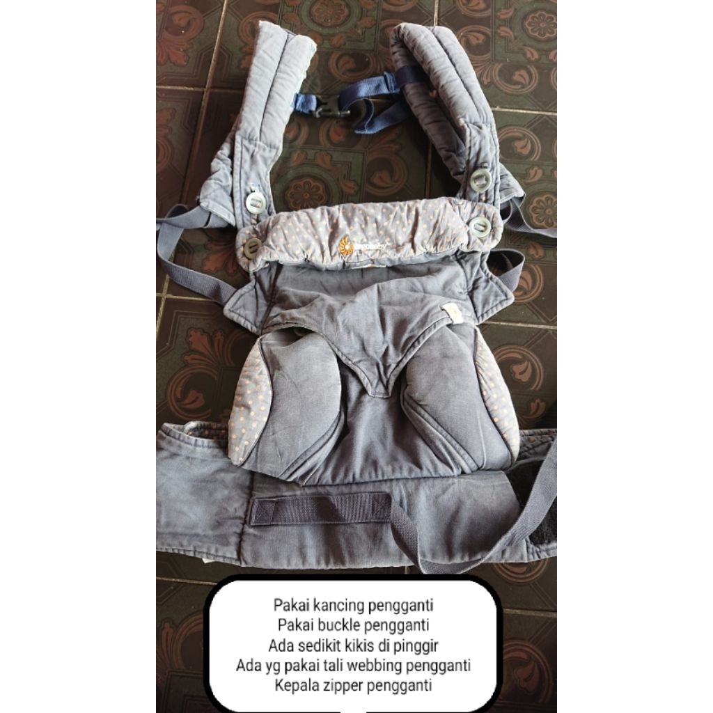 preloved gendongan ergobaby 360 dusty blue 4 position