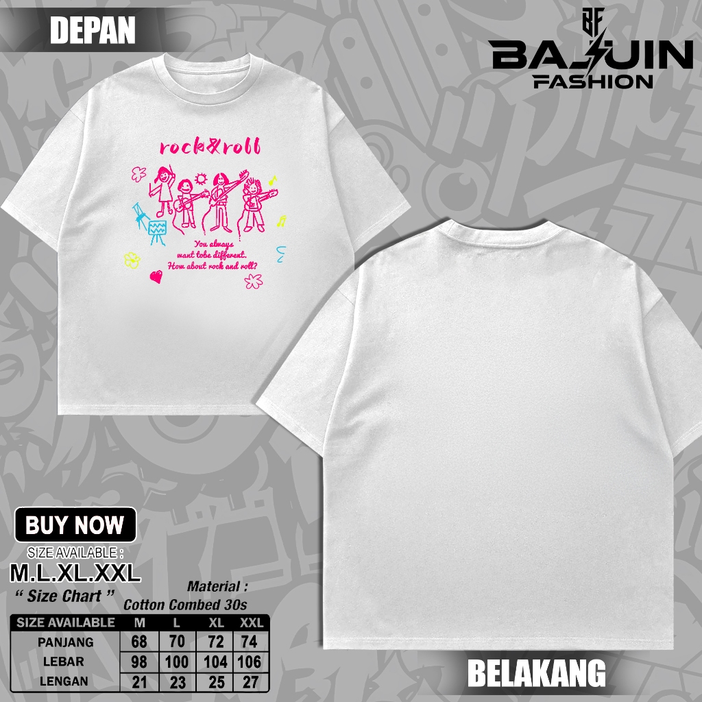 KAOS ROCK N ROLL CUTE KAOS STREETWEAR PRIA DAN WANITA