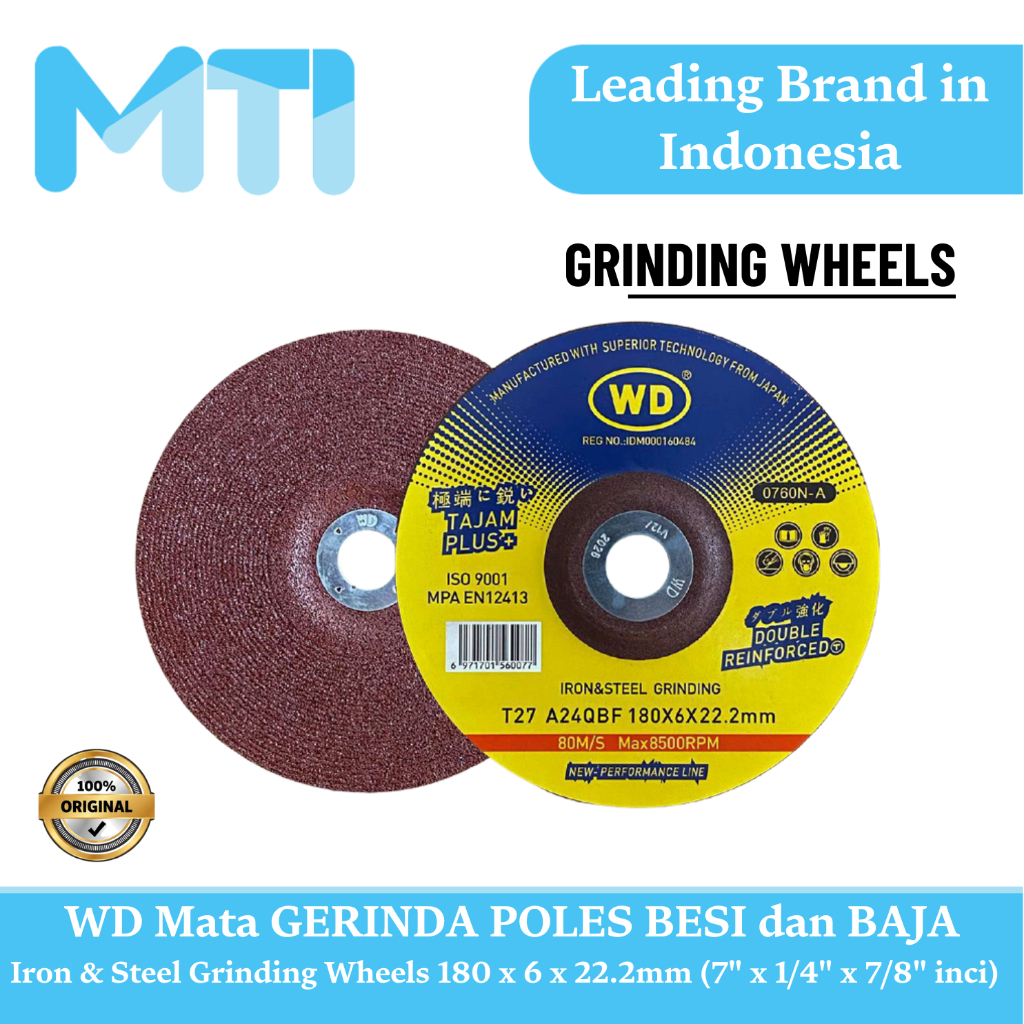 WD Batu Gerinda / Mata Gerinda Poles Asah Besi dan Baja 7 inci x 6 - 1 Dus Termurah