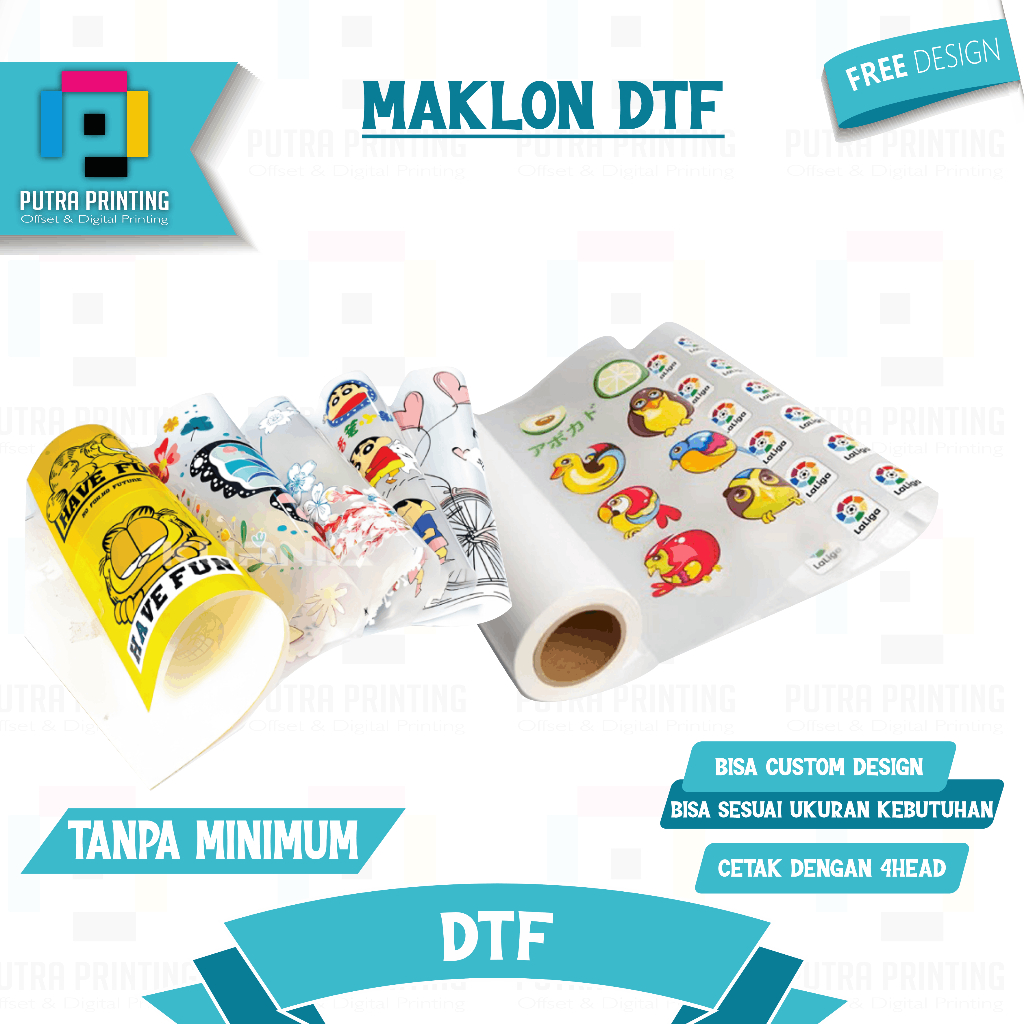 Stiker DTF Sablon Setrika Custom Maklon  Meteran Bebas Design