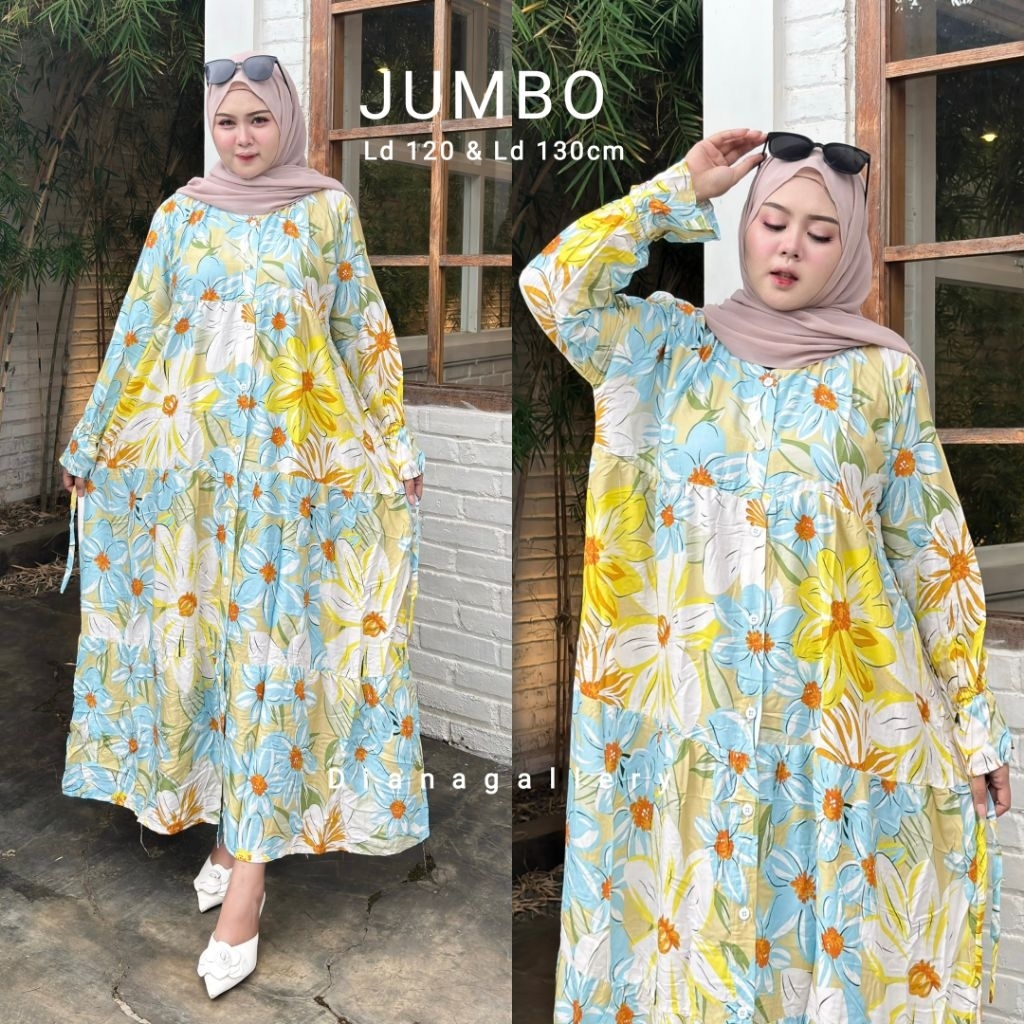 Gamis Rayon Motif XXXL Terbaru Gamis Lebaran Rayon Adem Ld 130 Busui