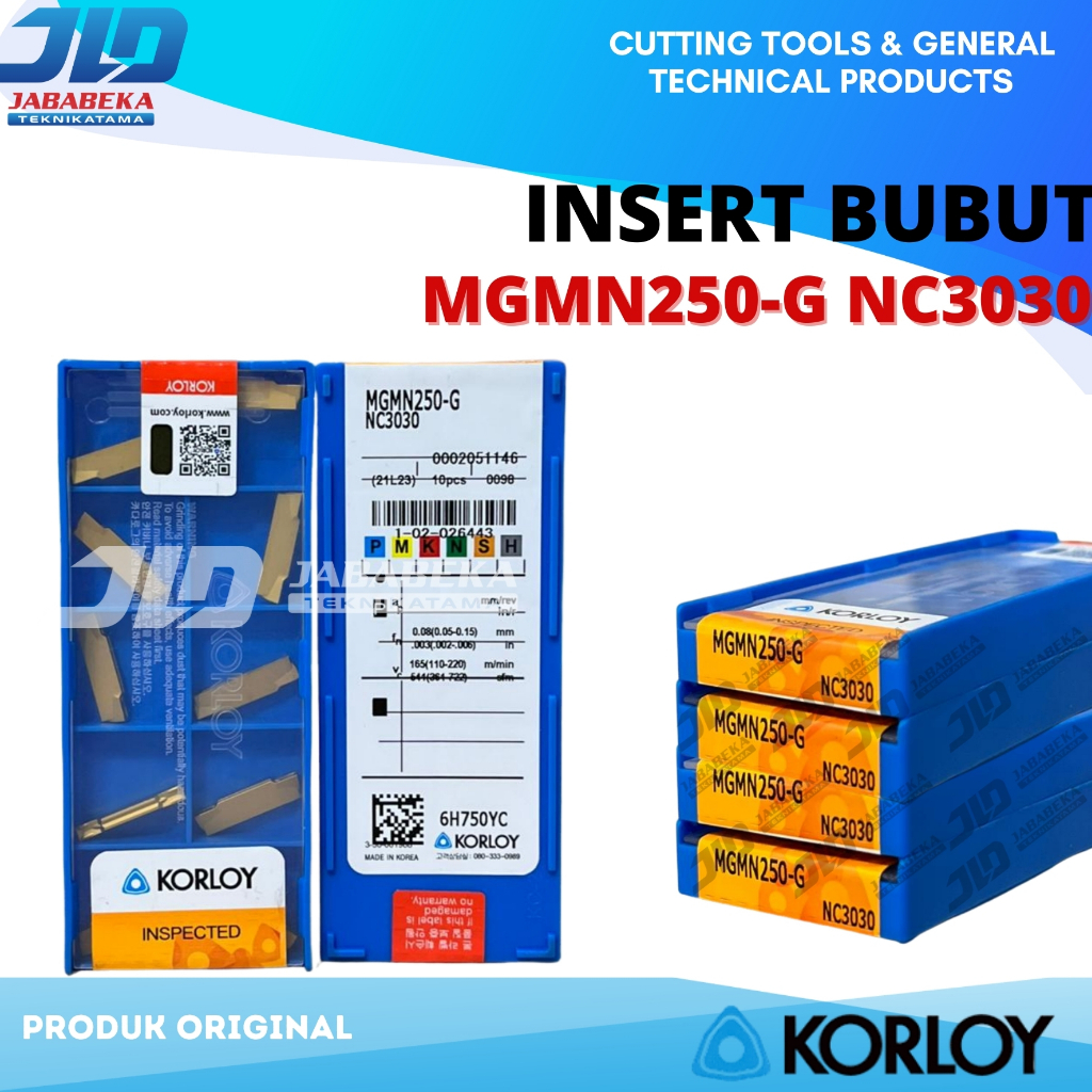 MGMN250-G NC3030 KORLOY Insert Potong Grooving 2.5mm Insert Pahat Bubut MGMN 250 - G NC3030