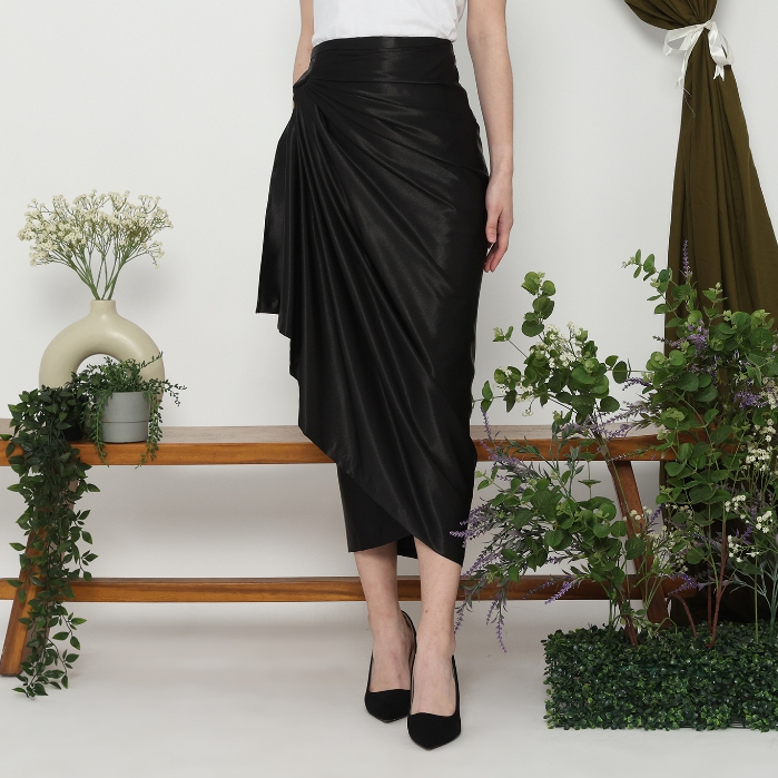 Lyne Halim – Elegant Draped Wrap Long Skirt, Rok Lilit Panjang SKT-3390