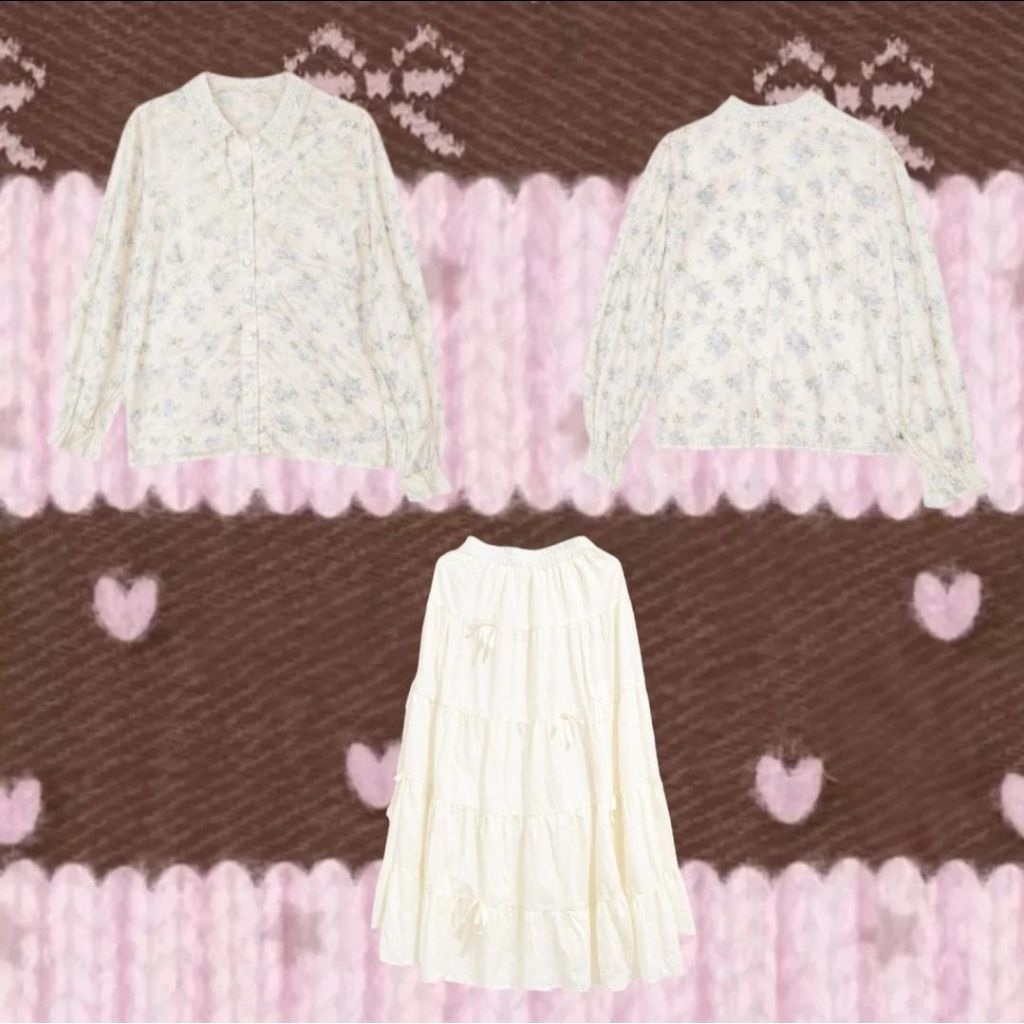 PRELOVED : COQUETTE SHOUJO CUTE TOP BLOUSE & BOW SKIRT Bisa Nego Ya [by nsokies]