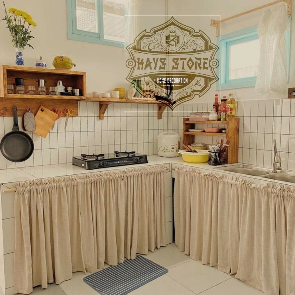 gorden kolong dapur minimalis, gorden kolong wastafel / tutup kolong dapur, gorden dapur kitchen set