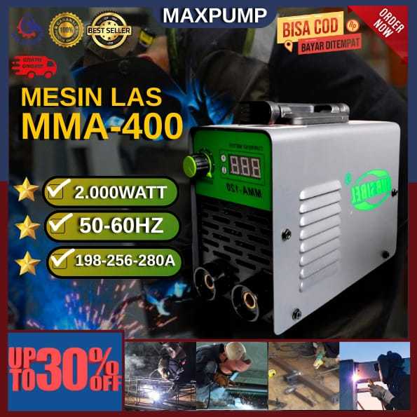 MAXPUMP Mesin Las Jerman Mesin Las Mini MMA-400 Mesin Las Listrik Travo / Mig Tanpa Gas Welding Mach