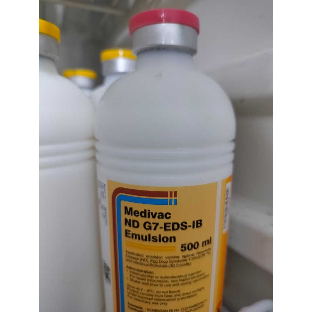 Medivac ND G7-EDS-IB Emulsion 500 ML Vaksin Ayam Perlindungan Terbaik Cegah ND EDS dan IB Dosis 0.5 