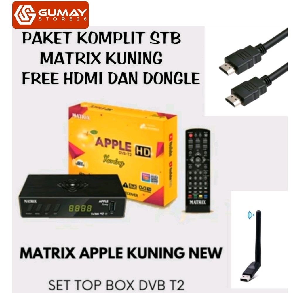 Paket Komplit STB Matrix Apple Kuning Langsung pakai