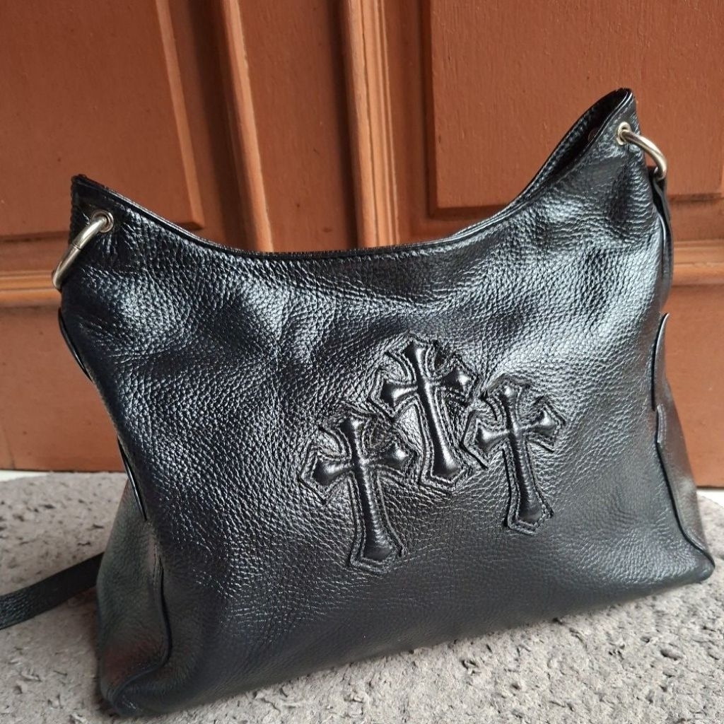 Hobo Shoulder Bag Genuine Leather Chrome Hearts, Tas Kulit Sapi Asli