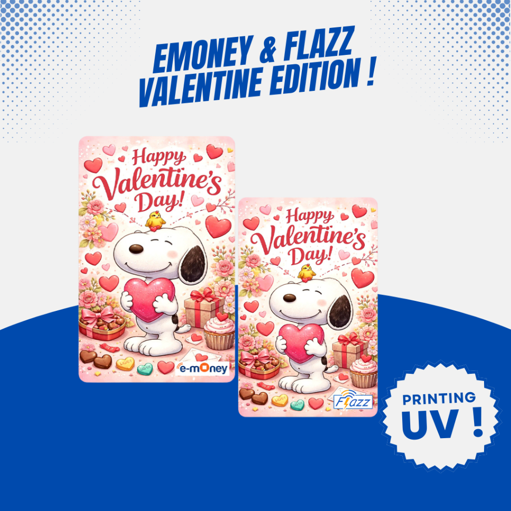 Emoney / Flazz Gen 2 Custom Edisi Snoopy Valentine - Kartu Etoll Mandiri BCA Gen 2 Support NFC