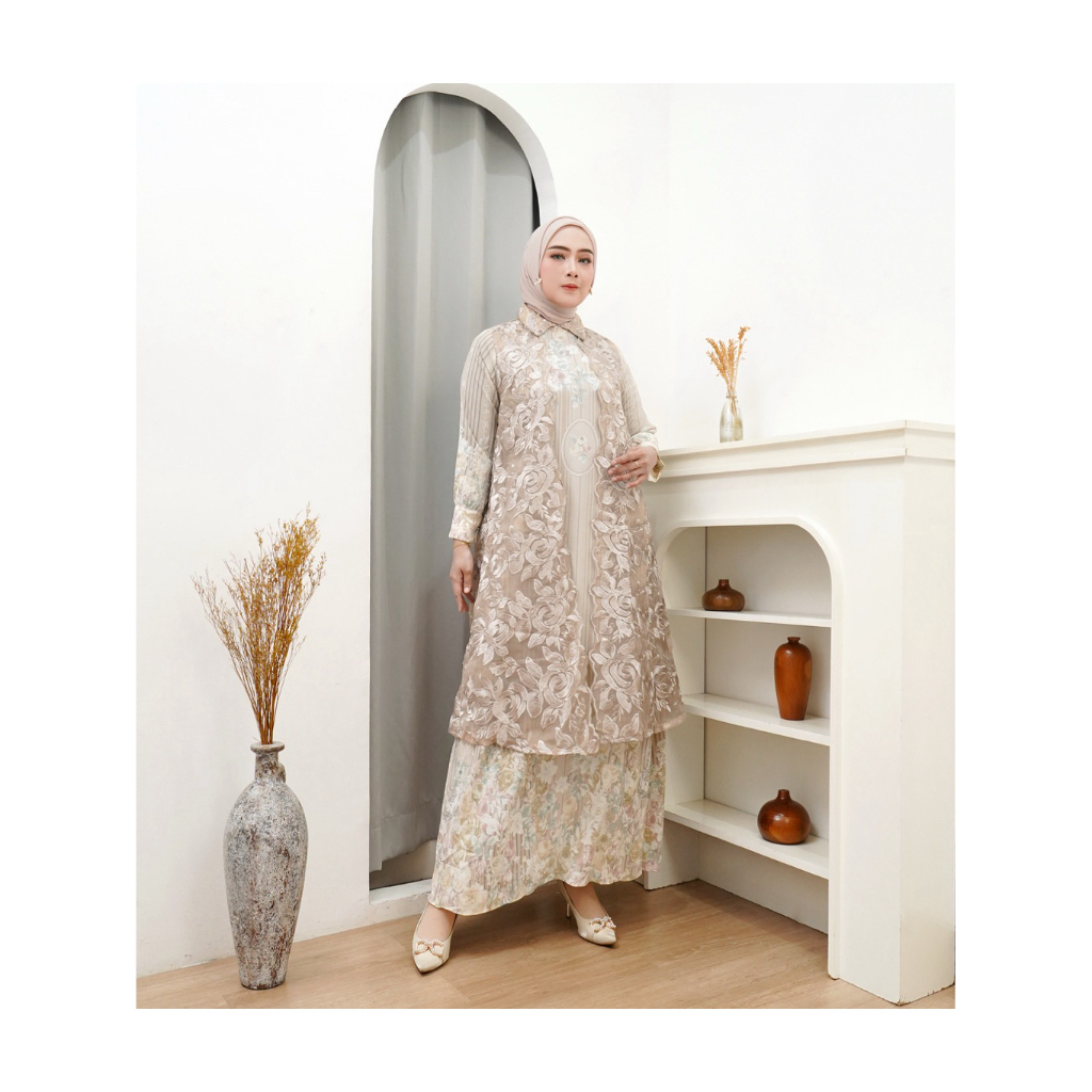 Gamis Dress Wanita Raya Motif Velora Pastel By MCL
