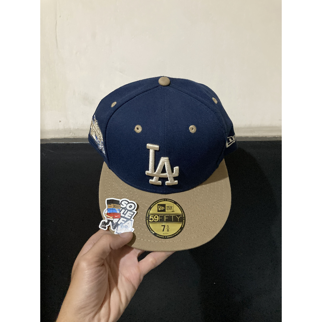 TOPI NEW ERA 5950 x MLB LA DODGERS COOPERSTOWN WORLD SERIES TWO TONE FITTED NAVY BROWN ORIGINAL NO B