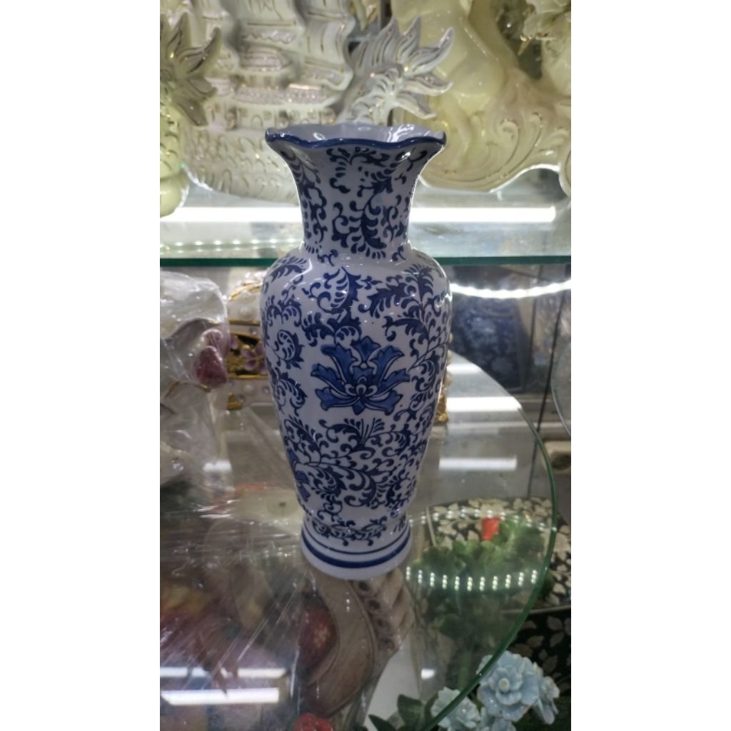 Vas bunga guci pajangan keramik/guci vas tinggi 30 cm motif bunga