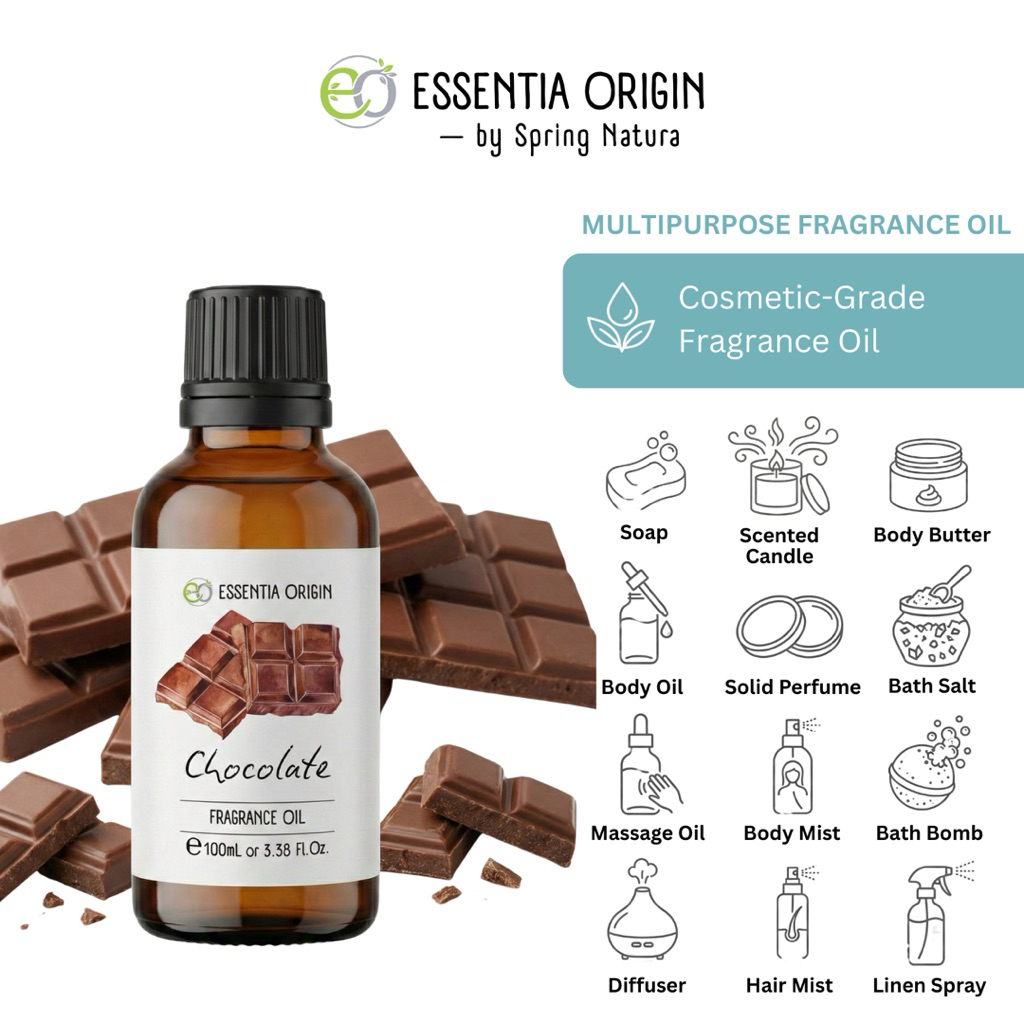 ESSENTIA ORIGIN - 100ml / 10ml Chocolate Fragrance Oil | Fragrance Oil Cosmetic Grade | Fragrance Oi