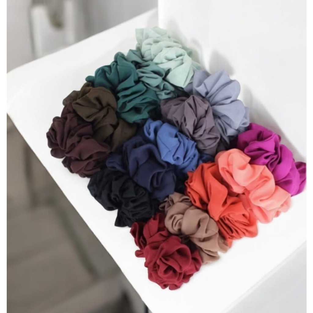 (12pcs) Scrunchie ikat rambut cepol / kuncir rambut kain scrunchie jumbo grosir