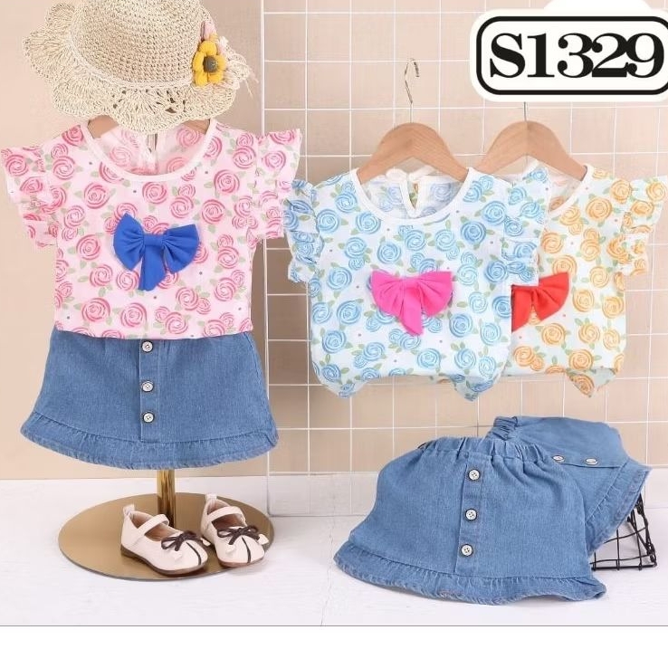 PAKET GROSIR Set Rok Jeans Import Setelan Anak Perempuan