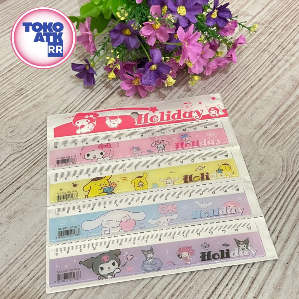 PENGGARIS 15 CM SANRIO LURUS PANJANG KREATIF LUCU PERLENGKAPAN BELAJAR SISWA ERASER GROSIR COD ATK