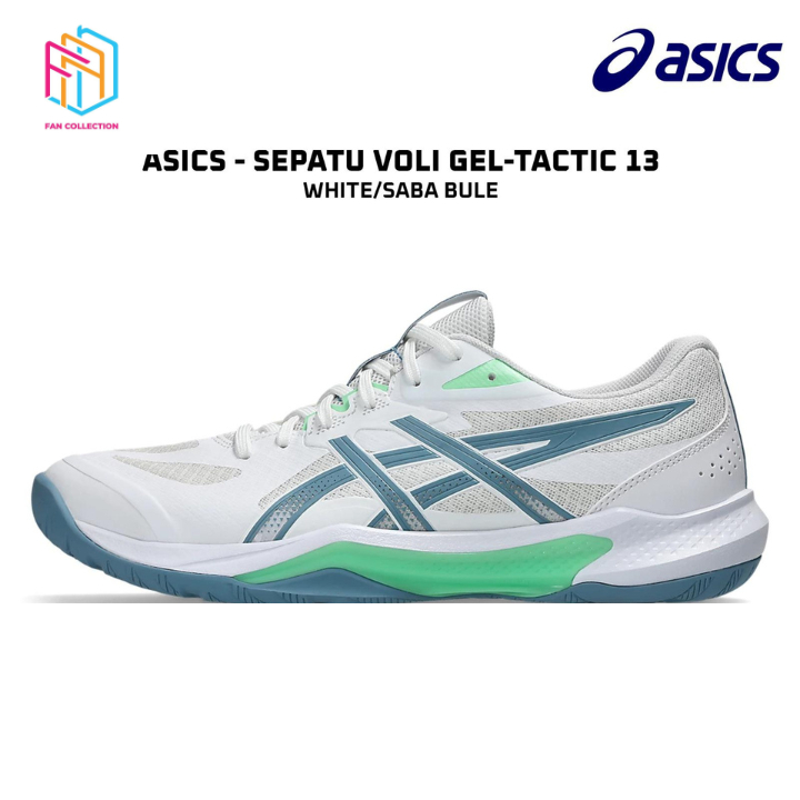 Sepatu Voli ASICS Gel-Tactic 13 White Saba Blue