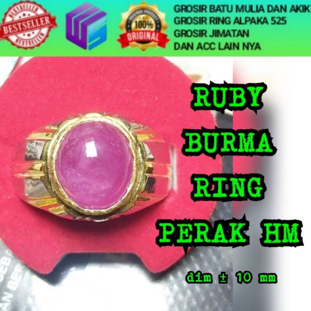 CINCIN BATU RUBY BIRMA NATURAL RING PERAK