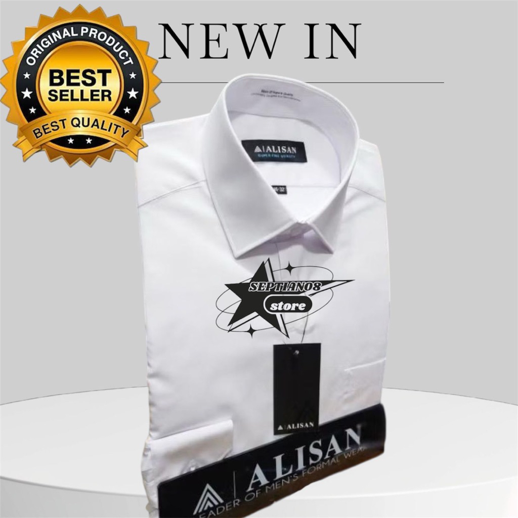 (ALISAN) kemeja seragam alisan original polos putih by alisan