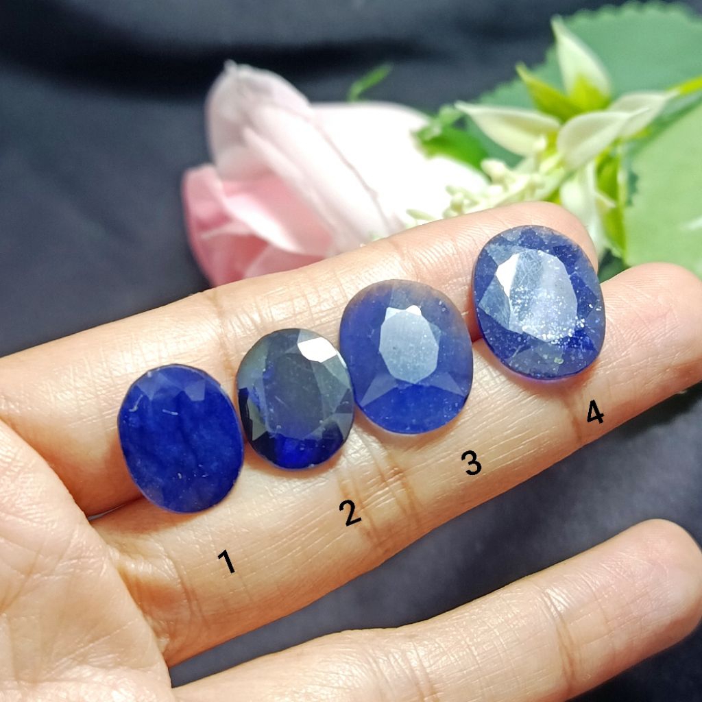 Natural Batu Permata Blue Safir Cutting Oval ( Blue Safir Tipis) - Batu Blue Sapphire