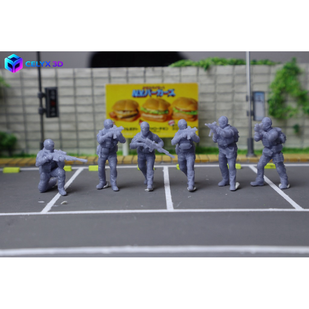 Miniatur Diorama 6 Set Tentara Ghost Operators Skala 1/64 Resin
