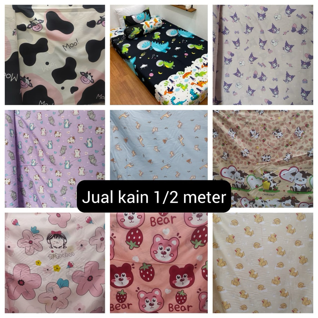 BAHAN KAIN KATUN METERAN PIYAMA SPREI GORDEN LEBAR 2,4 Meter