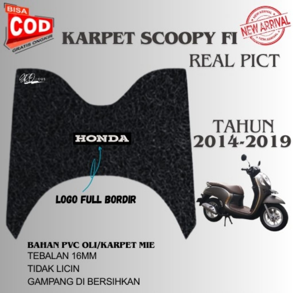 Karpet Scoopy Fi 2014-2019  PVC Oliv/Karpet Mie anti slip