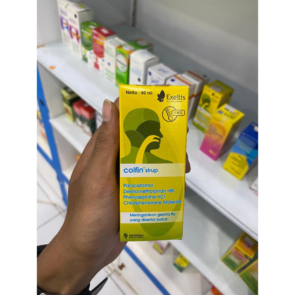Exeltis Colfin Syrup Paracetamol Dextromethorphan Colpin Sirup 60 ML Untuk Gejala Flu Dan Batuk