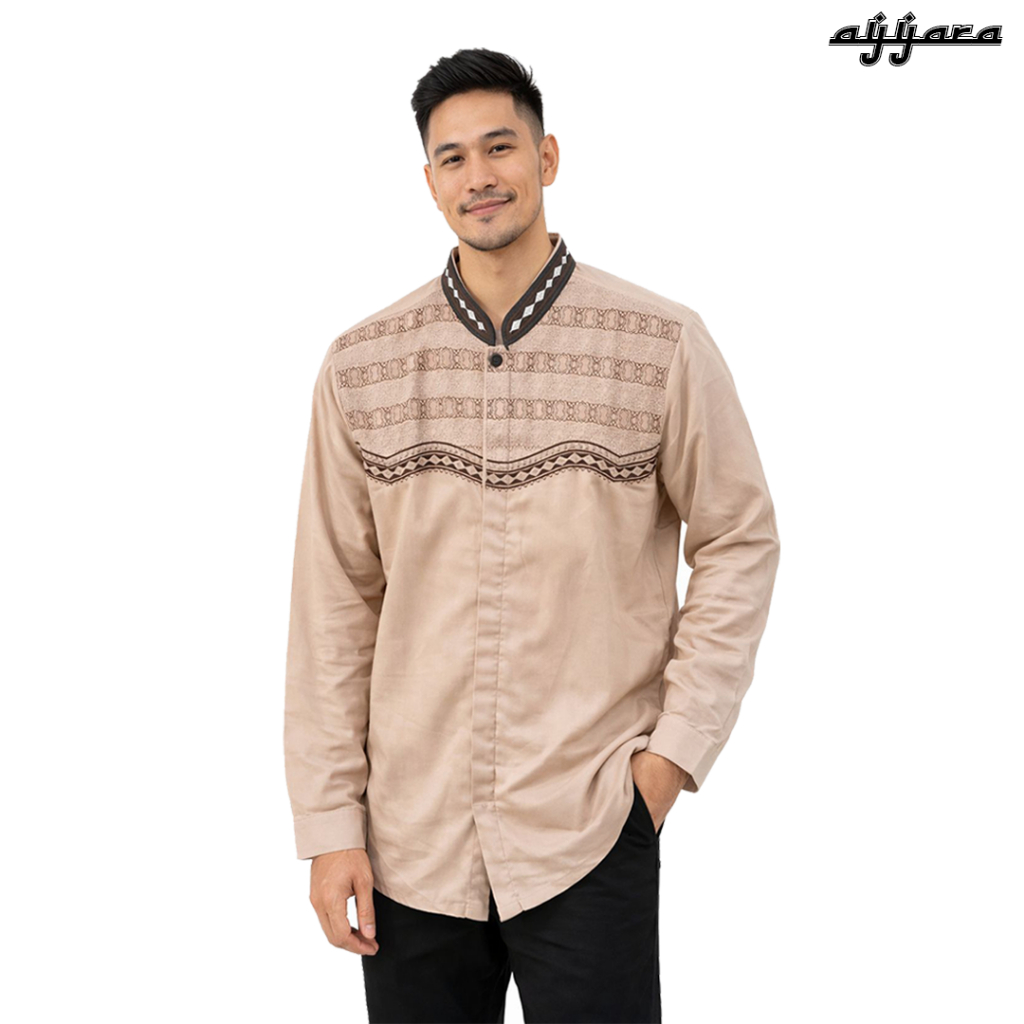 Baju Koko Lengan Panjang  Warna Bordir Madinah Arabic Style Lebaran Terbaru Katun Premium