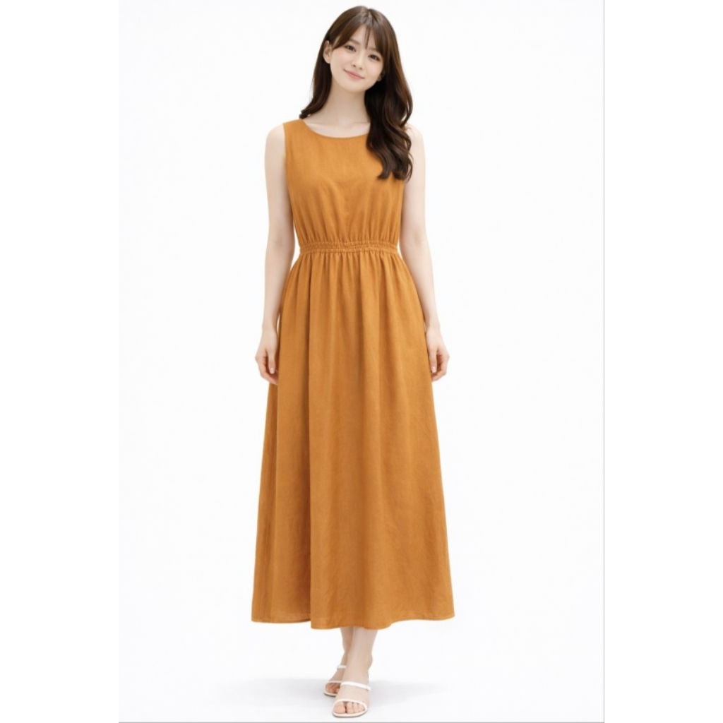Dress GU by UNIQLO Linen Dark Orange