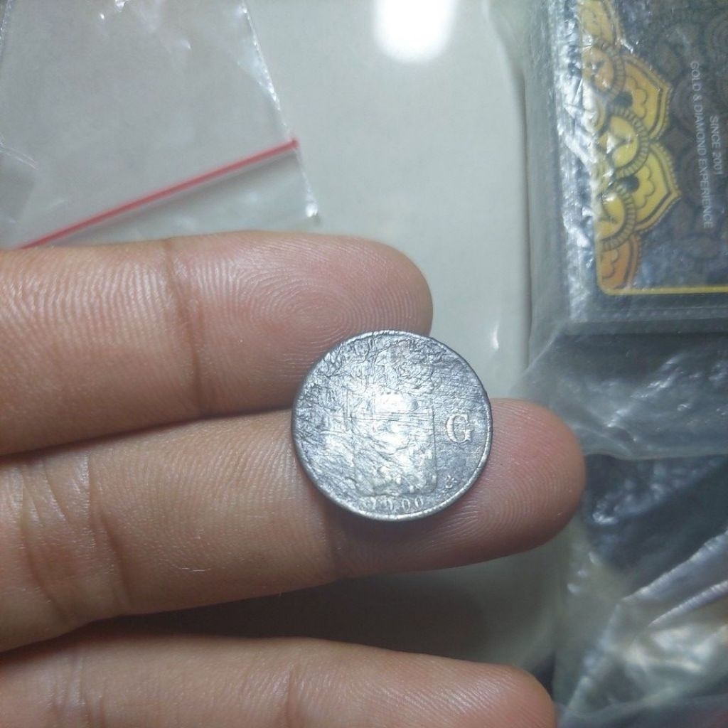 Koin perak 1/4 Gulden tahun 1900. asli