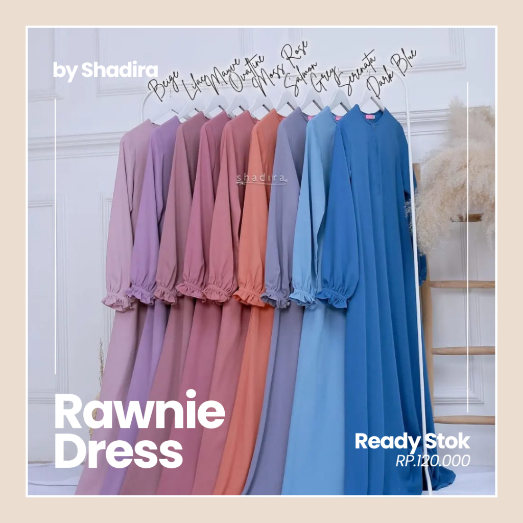 Shadira - Rawnie Dress gamis polos bahan wolfis premium, Seragam Pengajian, Gamis Syari, gamis shadi