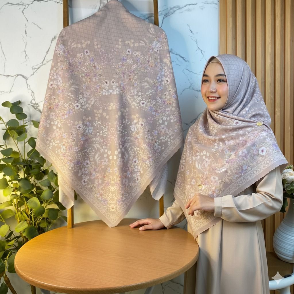ELSHANUM Hijab Motif Segi Empat Raya Series Limited Edition Voal Printing Premium 125x125 Raya Serie