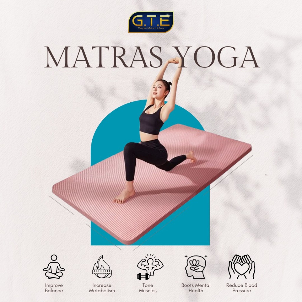 READY STOK | GTE | Matras Olahraga Yoga Anti Selip NBR 8MM Tebal Premium Free Tali | Matras Yoga | M