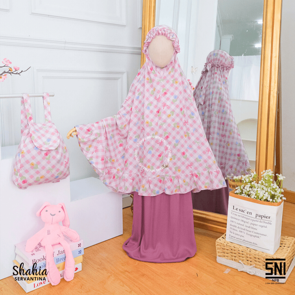 Shahia Servantina - Sabila Kalisa Mukena Anak Perempuan Rayon Motif Set Prayer