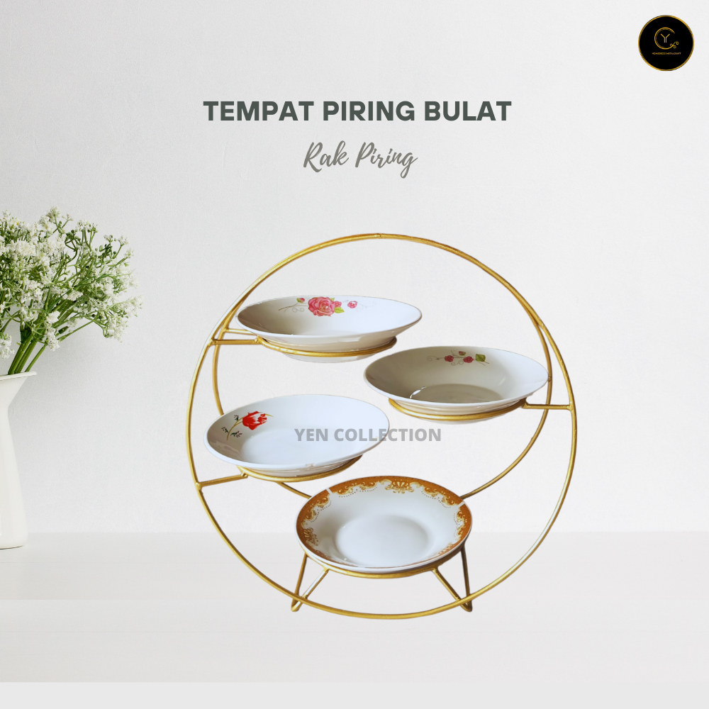 Yenche Tempat Piring Bulat Tempat Piring Rak Piring