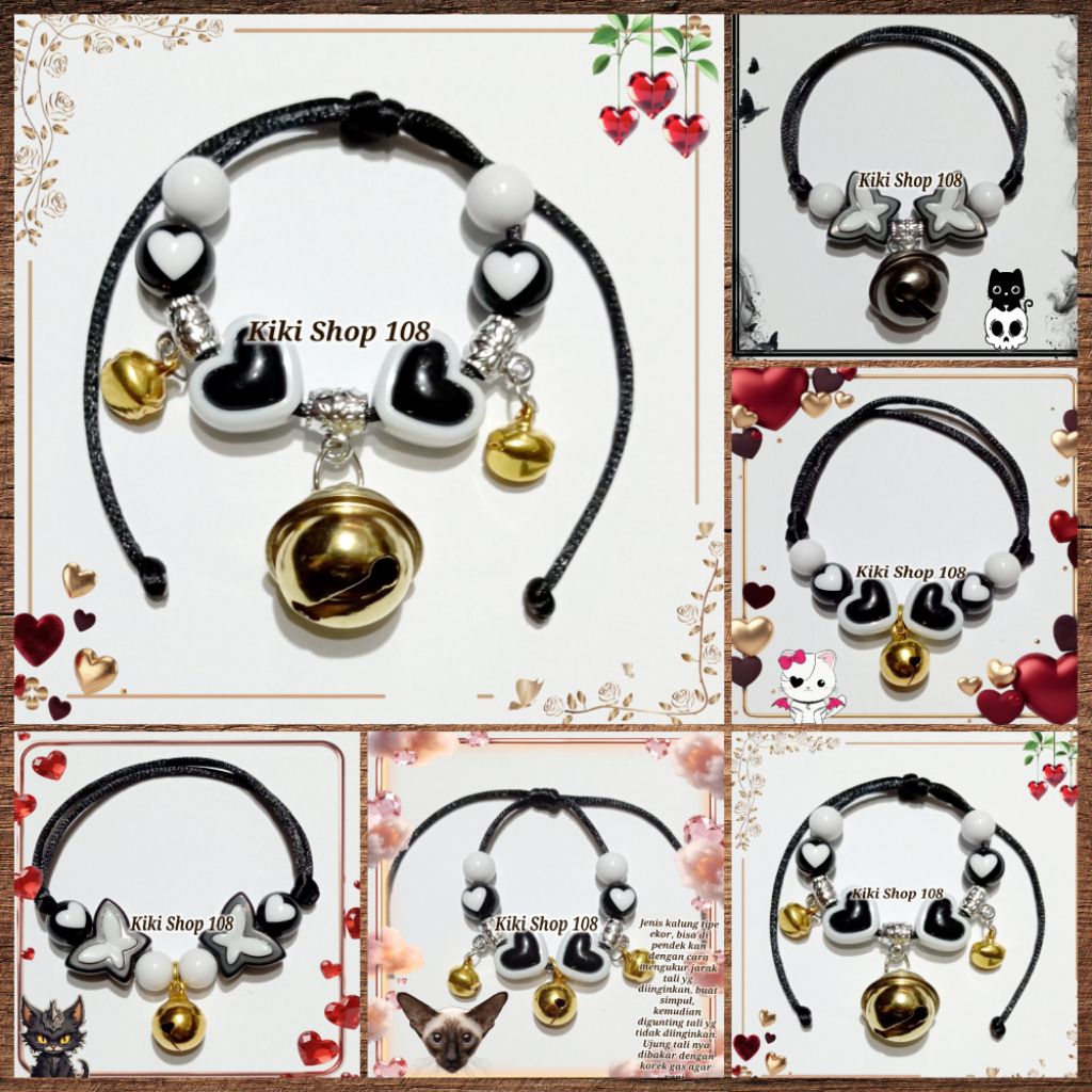 Kalung Kucing Hitam Putih Lonceng