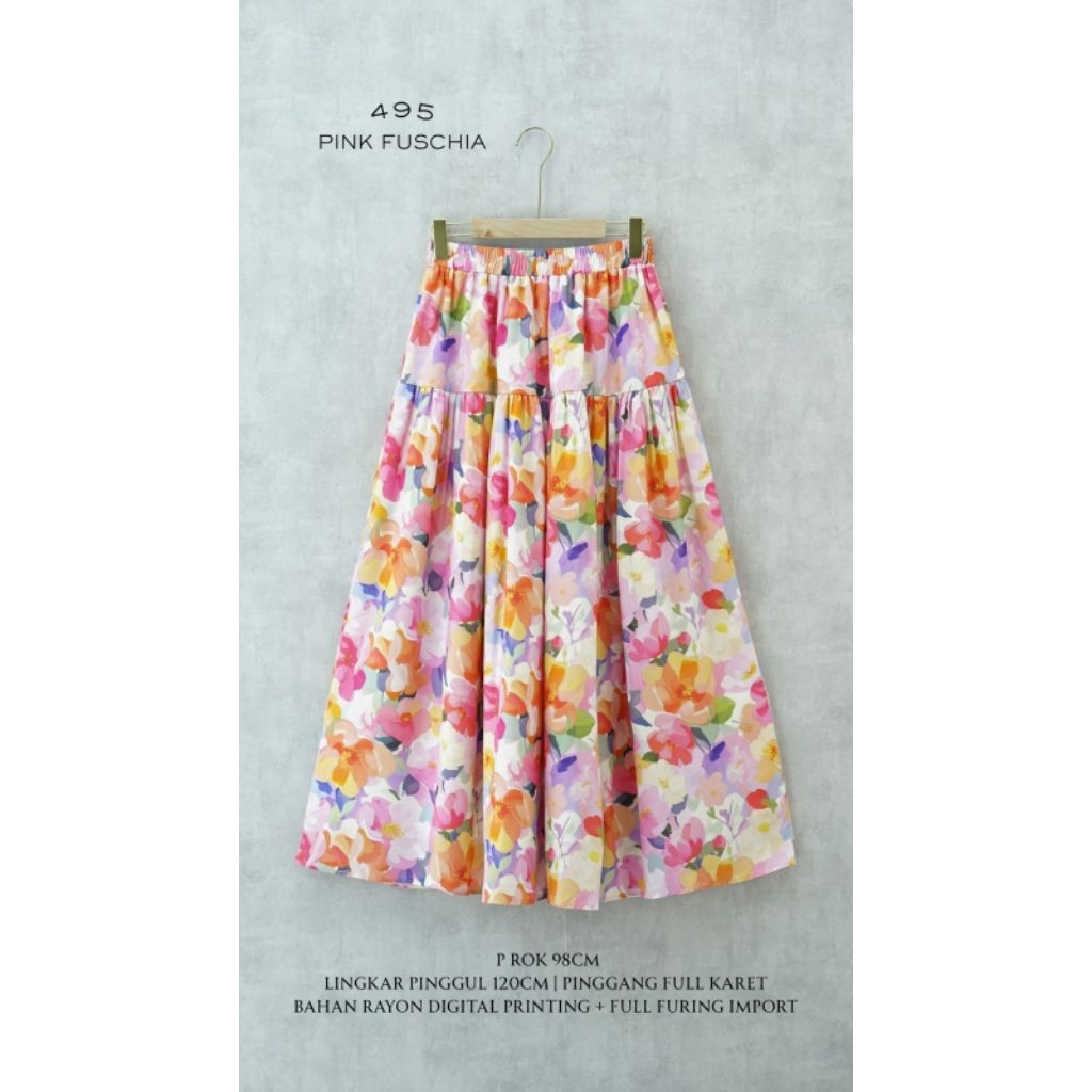 FLORAL SKIRT / ROK MOTIF BUNGA / ROK KOREAN STYLE / ROK PANJANG MOTIF BUNGA / ROK KATUN RAYON MOTIF