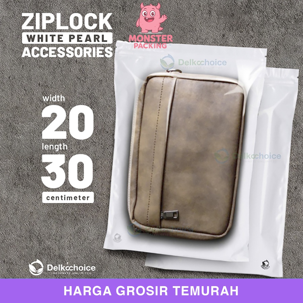 Plastik Klip Ziplock Bag 20x30cm PUTIH kemasan aksesories Delkochoice