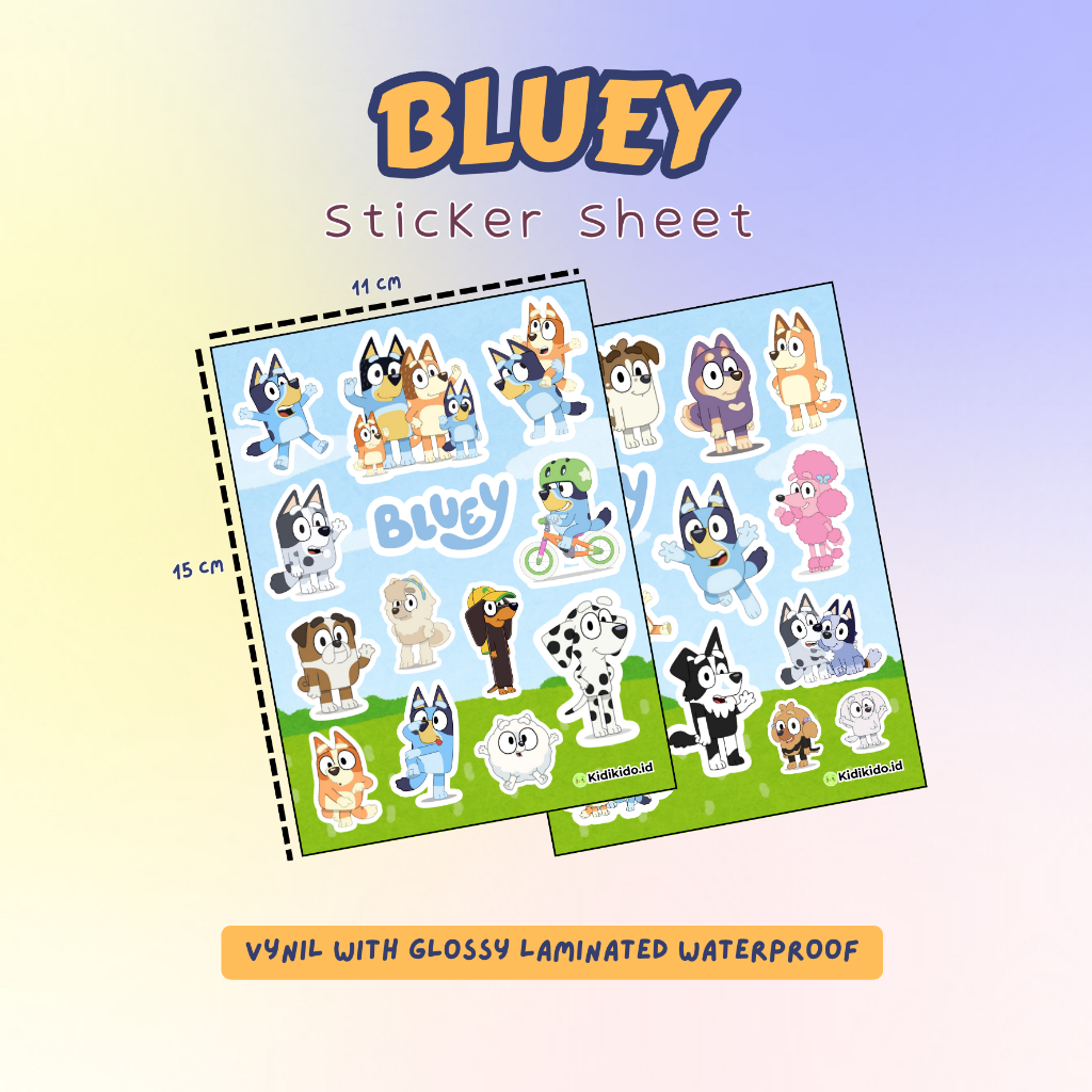 Sticker Sheet Anak Bluey | Deco Stiker Waterproof