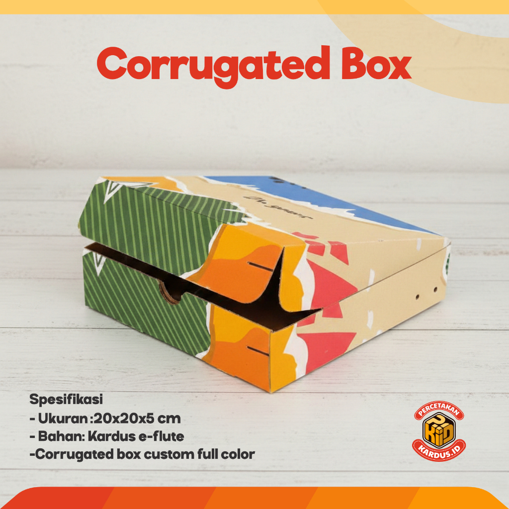 Cetak Dus Corrugated 20x20x5 cm FULL COLOR Free Custom Desain/Logo | Custom Box | Kustom Dus Kemasan