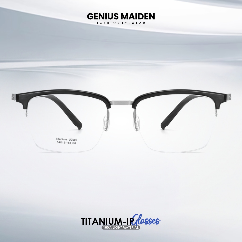 Genius Maiden Kacamata Minus Anti Radiasi Blueray Photocromic Bluecromic Bahan Titanium Bentuk Kotak