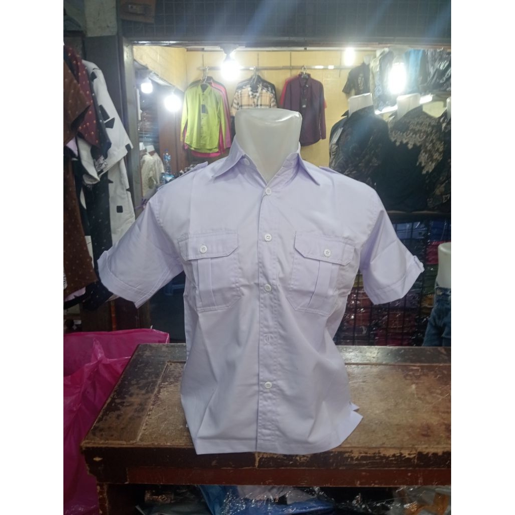 Kemeja Pria PDH Putih American Drill Mudah Dirawat Ukuran XXL