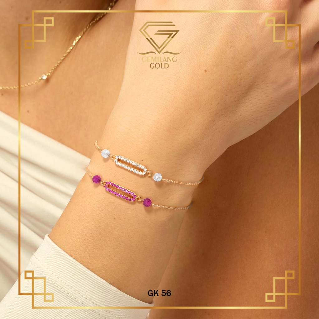 Gelang Emas Paperclip Adjustable Rose Gold Kadar 8K/375 Gemilang Gold ID (GK 56)