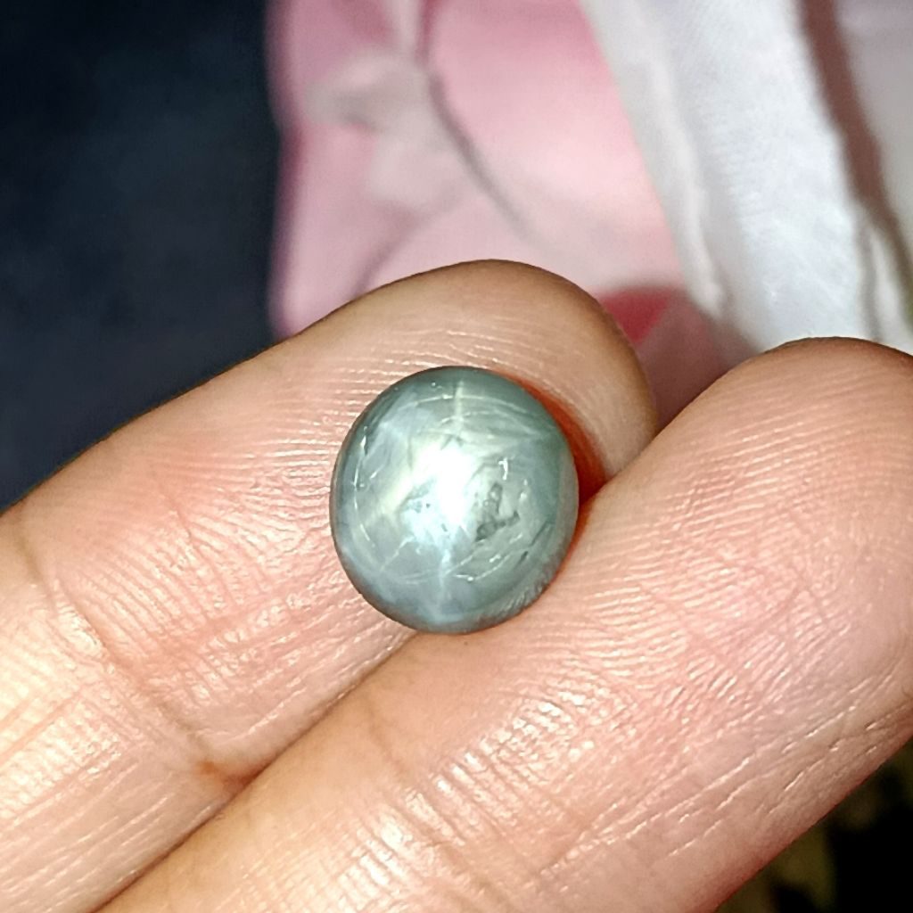 Natural Batu Permata Sapphire Star Birma Bentuk Bulat agak Oval HQ - Safir Star Burma Oval Polos (Ch